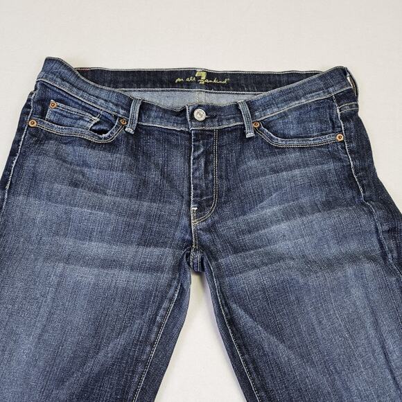 7 For All Mankind Y2K Vintage Womens 32 Jeans Low Rise Straight Leg Blue Denim - Picture 8 of 16